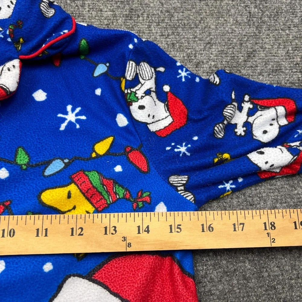 Peanuts Snoopy Woodstock Christmas Pajama Top Kids Medium Button Up Sleep Shirt